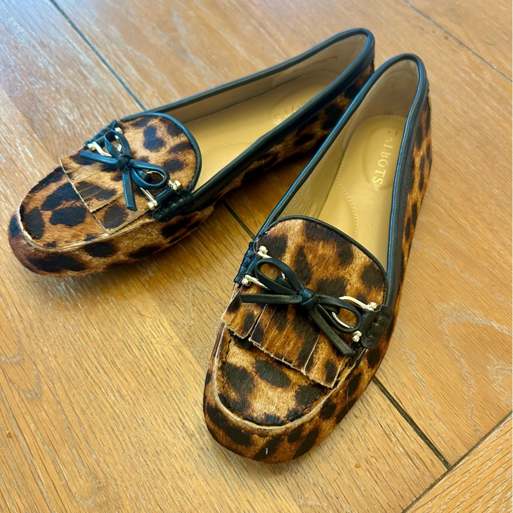 Talbots Francesca Leather Calf Hair Driving Moccasins
